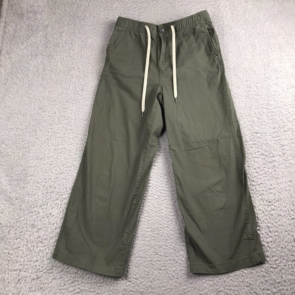 Vuori Ripstop Wide Leg Pant Womens S (28x23) Army Olive Green Cropped Drawstring